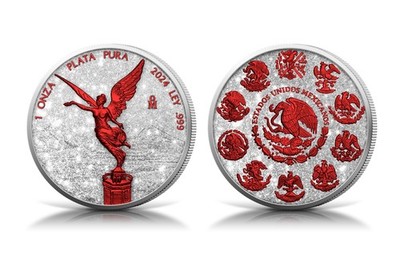 2024 Mexico Libertad 1 oz Silver Diamond Dust Fire Edition
