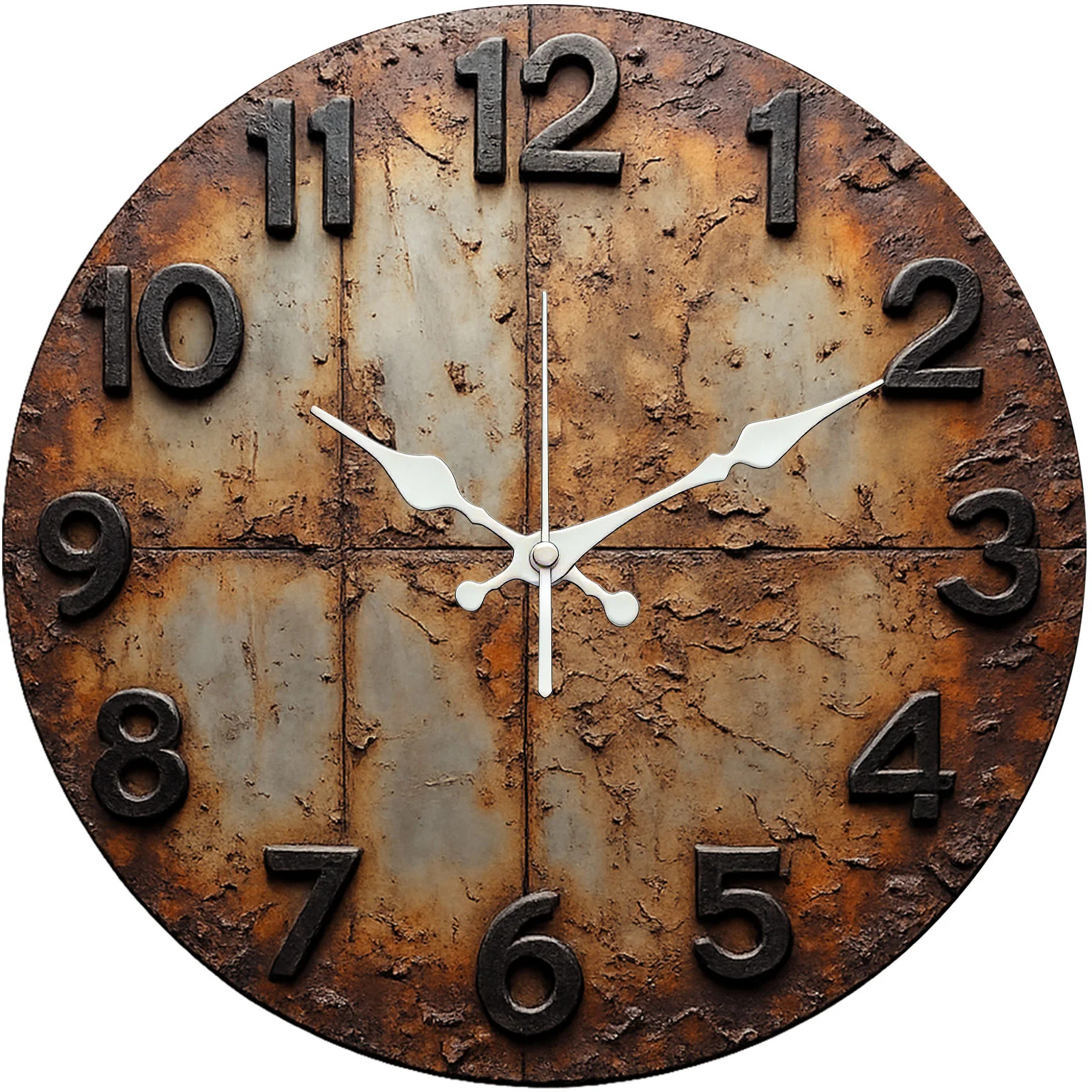 Rustic Industrial Texture Wooden Wall Clock Silent Non Battery Home Decor Clock