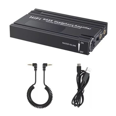 16-600Ω HIFI Headphone Amplifier Portable Earphone AMP 3.5mm w/ Audio USB Cable