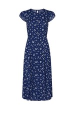 Reformation Maison Fauna Floral Blue Shirt Dress Midi Blue Cap Sleeve 2 XS