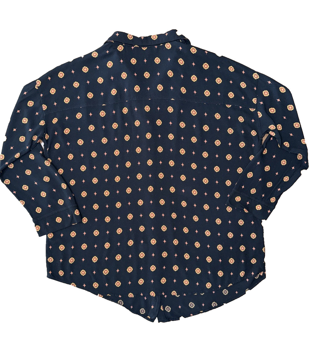 Oversized Flowy Button Down Blouse Black Geometri… - image 6