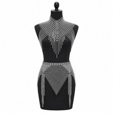 Luxury Women Chainmail Dress Armor Aluminum Metal Mesh LARP Cosplay Costume