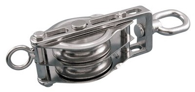 STAINLESS TWIN SWIVEL EYE BLOCK, ROPE 3'', 304/316 SS