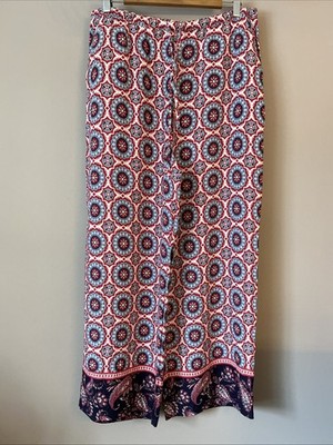 Tu schöne rote Hose mit weitem Bein und Print - Größe 14