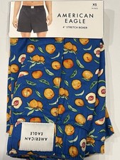 NWT AMERICAN EAGLE 4" Stretch Boxer Sz XS Blue Orange Peaches 91