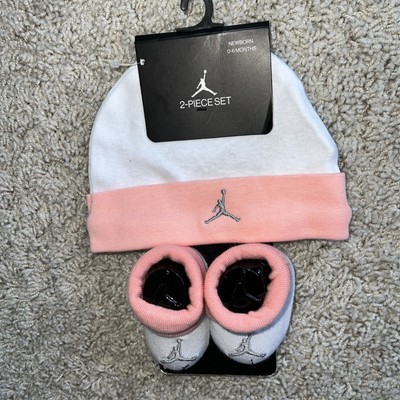 Nike Michael Jordan Baby Booties Cap White Peach Unisex New