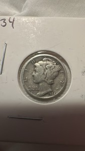 Mercury Dime 1934 10C Philadelphia Silver 0.900 Business Strike KM#140