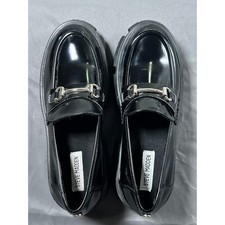 Steve Madden Trifecta Black Patentb Horsebit Lug Sole Platform Loafers 8.5M