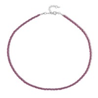 Cavill Granat Halskette 39,07Ct Rund Facettiert 925 Silber Rhodiniert