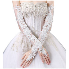 Sheer Lace Arm Sleeves for Brides 52cm Extended Length Detachable Style