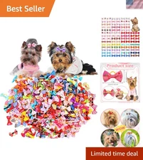 100 Pack Small Dog Hair Bows – Bowknot Grooming Bands for Puppies & Yorkies