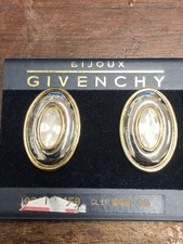 ORECCHINI CLIP ON STRASS OVALI TRASPARENTI BICOLORE VINTAGE GIVECHY NOS