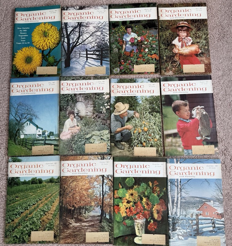 Organic Gardening and Farming Magazines Lot - January-December 1961 Vintage