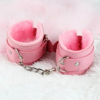 PU Leather Sexy Plush Handcuffs Women Ankle Cuff Bracelet Cosplay