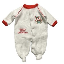 Vintage Baby Gro Baby  s First Christmas Fleece Footie Pajamas Size 3-6 Months