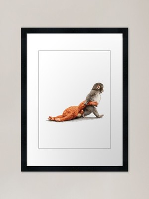 Punch Baby Monkey, Emotional Plush  Framed Wall Art Poster Canvas Print Picture