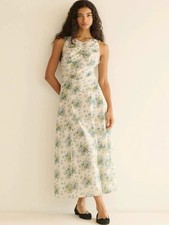 New Doen Women Sleeveless Dress Teal Floral Print Casual Summer Dress