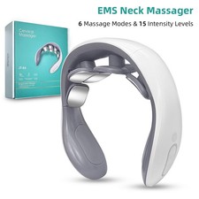 Cordless Neck Shoulder Massager EMS Pulse Heat Therapy Travel Muscle Relaxation