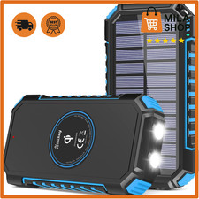 Solar Powerbank 26800mAh, Hiluckey Wireless Charger Solar Ladegerät mit 4 Aus...