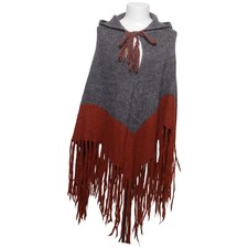 H&M, Poncho, Größe: ONE SIZE, Grau/Rot, Acryl/Alpakawolle/Polyamid, Damen #RS3