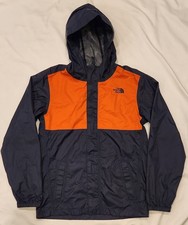 Boys North Face Resolve Rain Jacket Windbreaker Orange Blue Sz Large