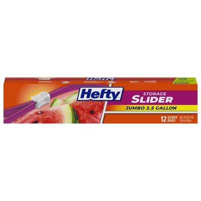 Hefty Slider Jumbo Storage Bags, 12 Count, 2.5 12 Count (Pack of 1), Clear