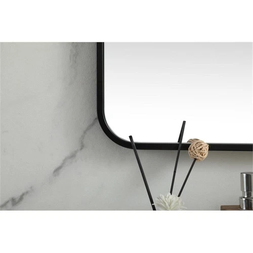 Elegant Decor Evermore 48" x 48" Soft Corner Square Metal Mirror in Black - Picture 5 of 9