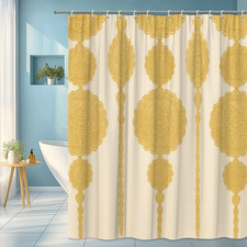 Elegant Gold and Cream Shower Curtain for Stylish Bathrooms