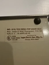 VTG Logan No. 810/920 Desk-Top Light Box Works!!