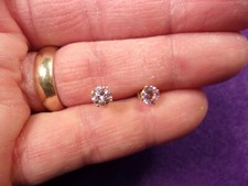 22 of 31, N/M PAIR OF 14K YELLOW GOLD 5mm DIAMETER ROUND PINK CZ STUD EARRINGS