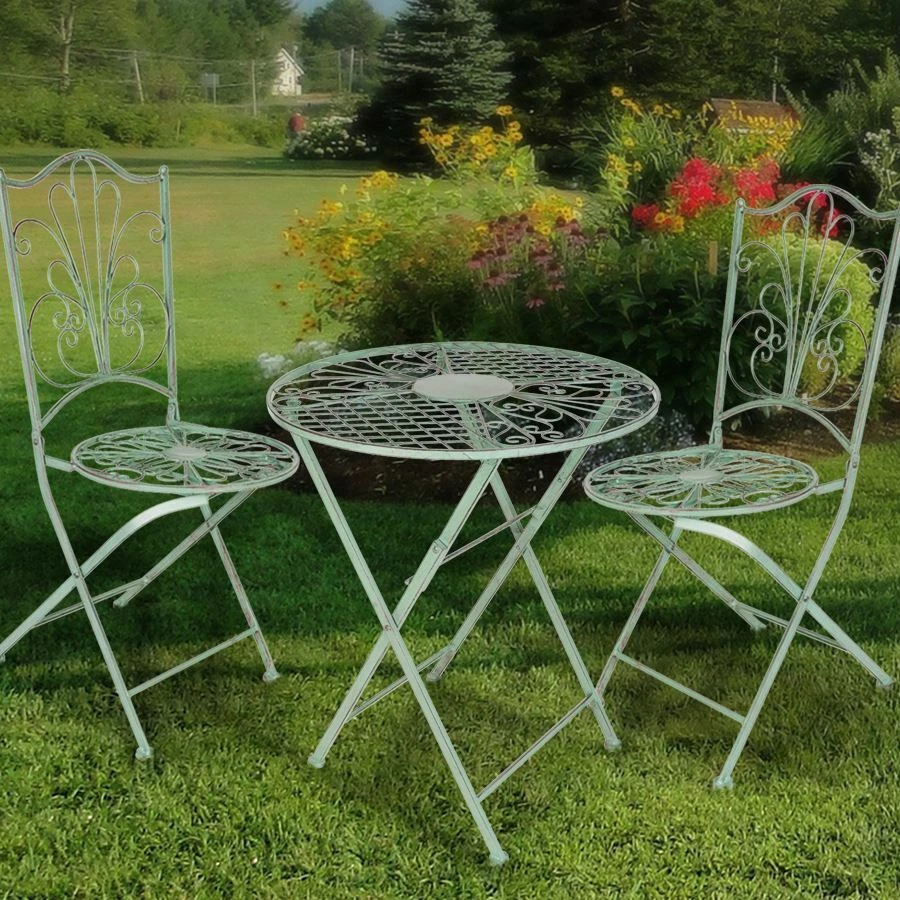 Ancien Métal Chaises Pliantes 2er-Set de Jardin Balcon en Dekostühle - Photo 4/4