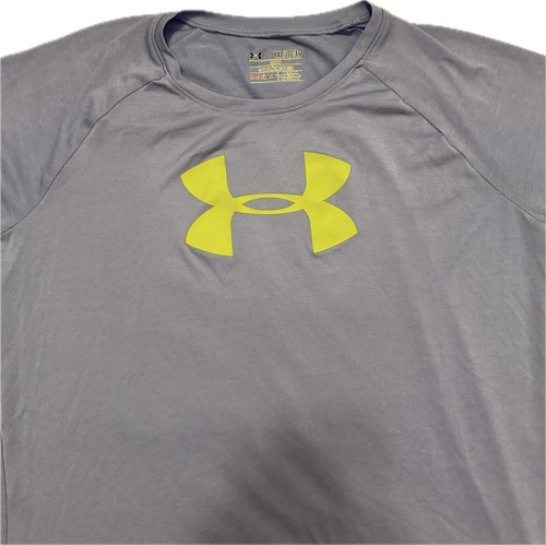 Under Armour Girls’ HeatGear Athletic Short Sleeve Shirt YXL Big Logo Light Blue - Picture 3 of 3