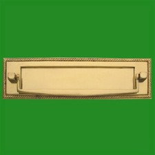 Georgian Solid Brass Letter Plate With Knocker 254mm x 76mm Sprung Flap Cover