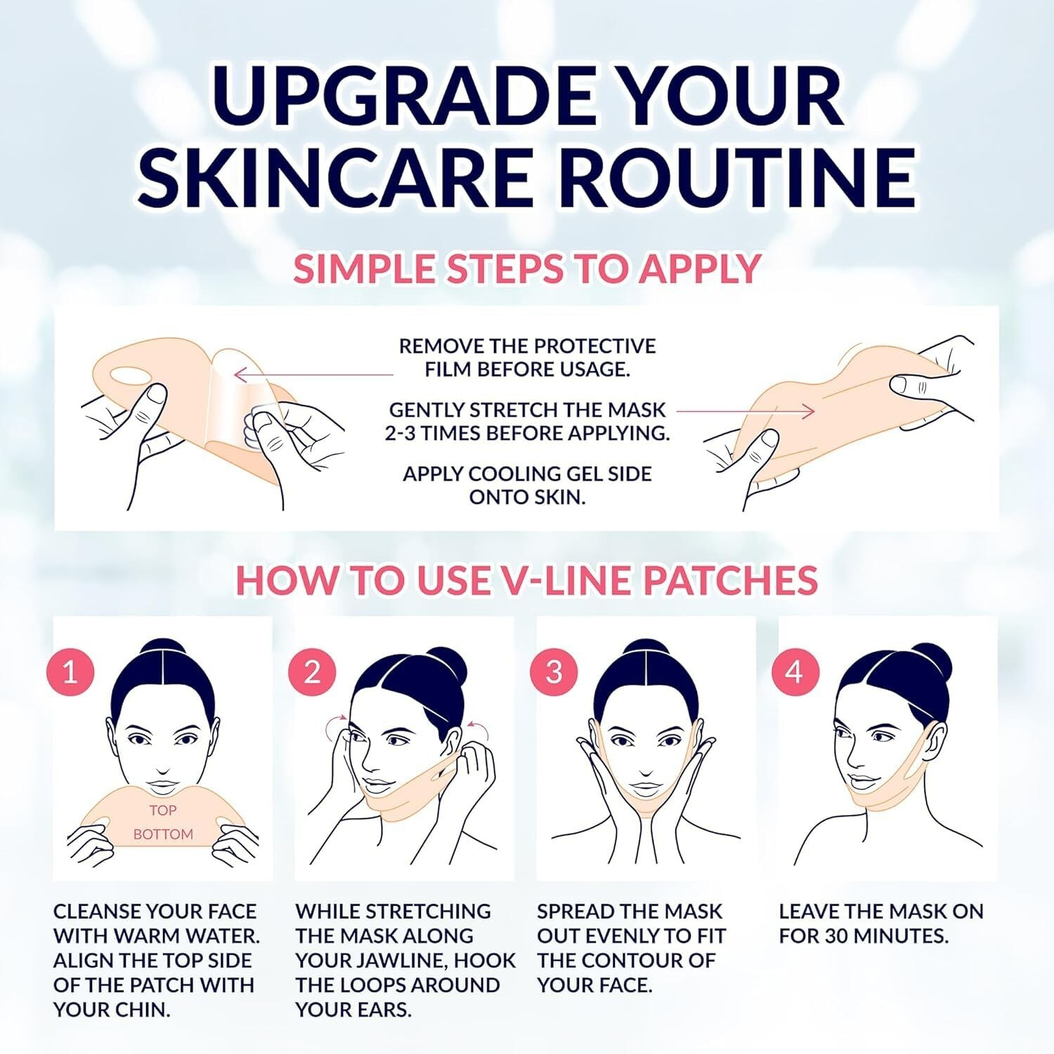 Lot of 4 Stylia V-Line Lifting Hydrogel Collagen Masks - 8 TOTAL - NEW