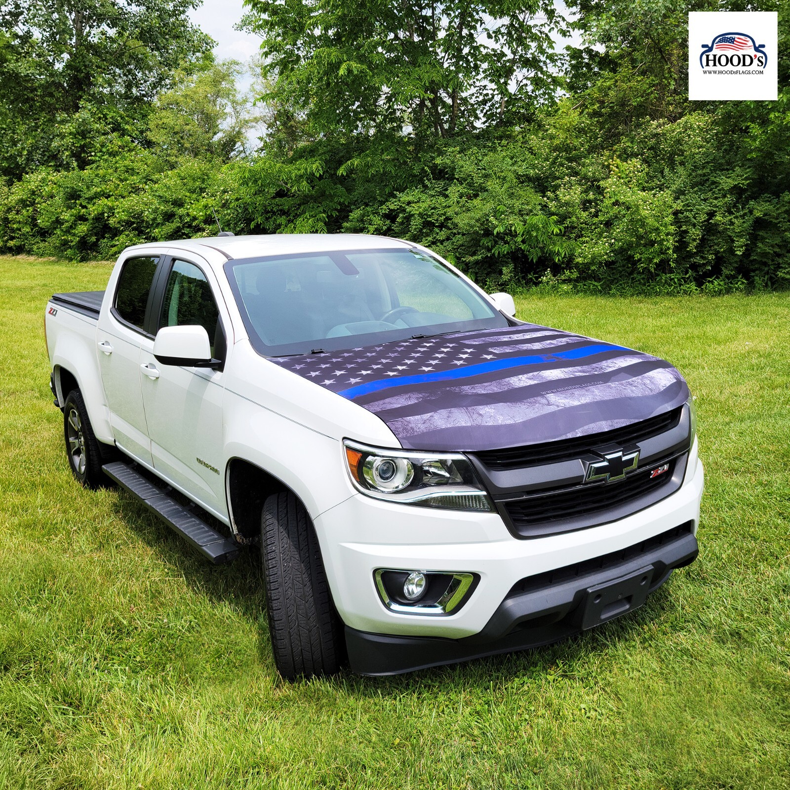 Blue Thin Line American Car Hood Flag Cover Universal Size Polyester Bonnet USA