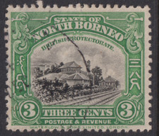 NORTH BORNEO 1922   3c  Railway at Jesselton  Good Used     (p412)