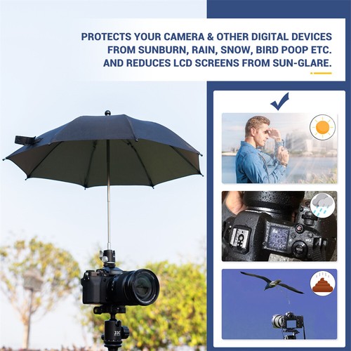 JJC Mini Ball Adjustable DSLR Camera Hot Shoe Umbrella Rain Cover for Sony Nikon - Picture 5 of 13