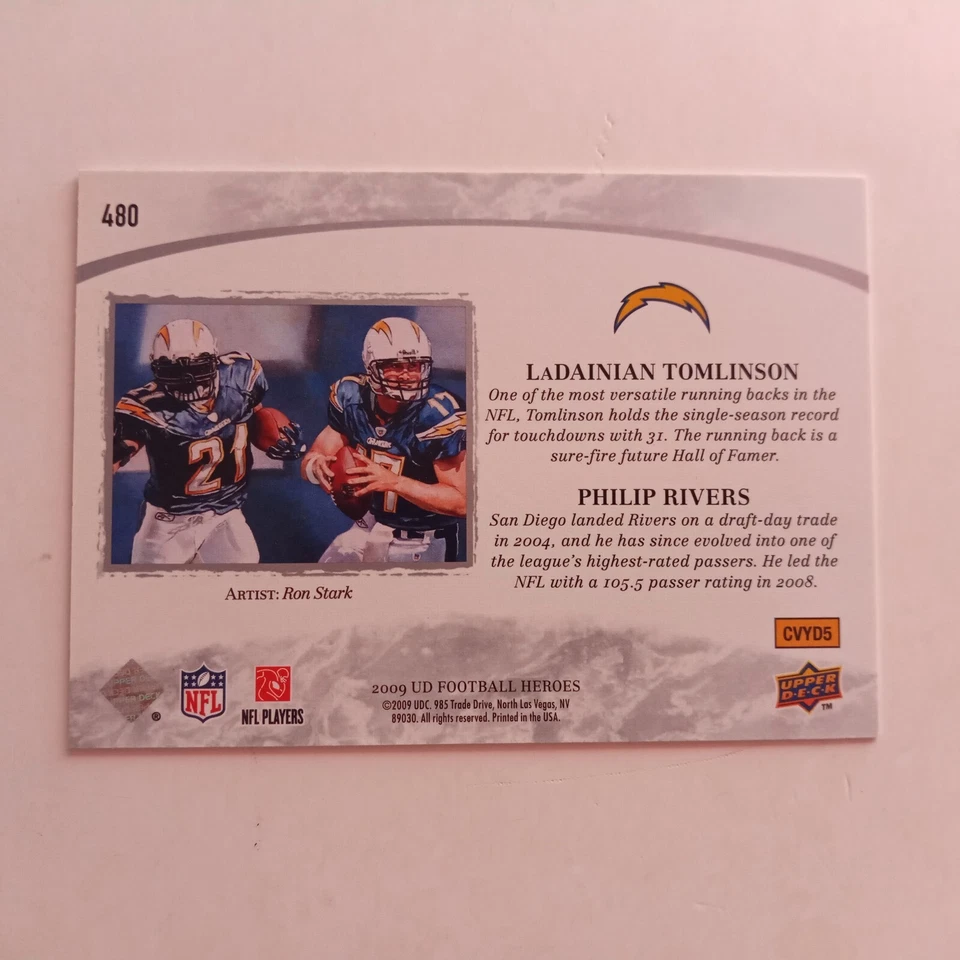 2009 Upper Deck Heroes #480 LaDainian Tomlinson / Philip Rivers - Image 2 of 2