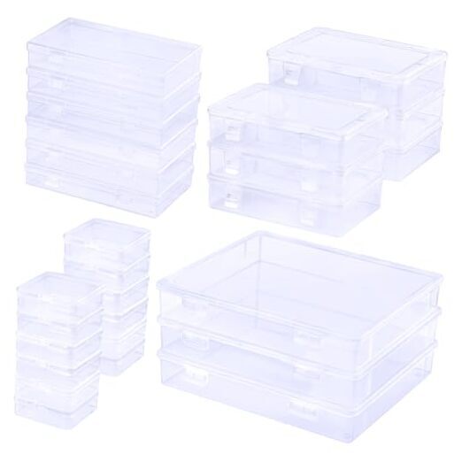 Craft Storage, 27 Pack Mixed Large Sizes Big Plastic Boxes, Photo Storage