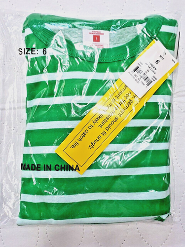 Target Kids Size 6 Pajama Set Long Sleeve Shirt & Pants Striped Green White NWT - Picture 2 of 9