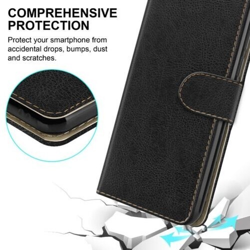 For Nokia C32 Case Slim Leather Wallet Stand Phone Cover + Screen Tempered Glass - Picture 5 of 21