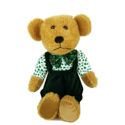 Sugar Loaf Teddy Bear 17'' Plush Shamrocks Clovers Good Luck Overalls St Patty's