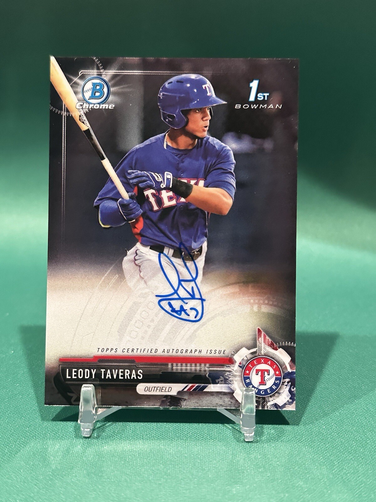 2017 Bowman 1st Chrome Prospect Auto Leody Taveras #CPA-LT Auto Rangers Rookie