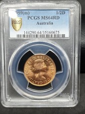 Australia 1959 HALF PENNY  PCGS Graded MS64 RD