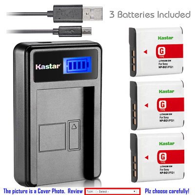 Kastar Battery LCD Charger for Sony NP-BG1 NP-FG1 Sony Cyber-shot DSC-H3 Camera