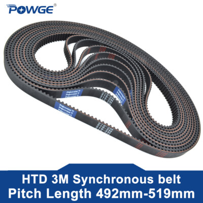 POWGE HTD 3M Timing belt Pitch Length 492/495/498/501/504/507/510/513/516/519mm