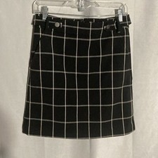 Loft outlet black white square geometric straight skirt 0