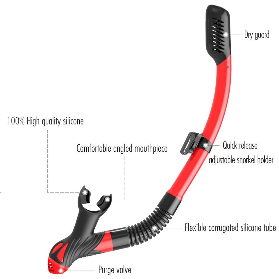 COPOZZ Diving Dry Top Snorkel with Oneway Purge Valve Silicone