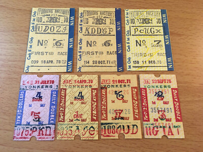 1970-76 Yonkers Raceway Horse Racing Tickets - Tote Betting Tickets, (7) Wagers