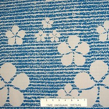 Nautical Fabric - Beige Blue Tropical Flower Silhouette - Hoffman YARD